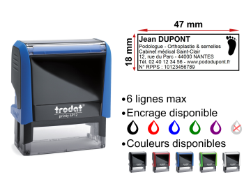 Image Tampon Pédicure-Podologue 6 lignes/logo