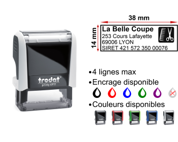 Image Tampon Coiffeur 4 lignes/logo