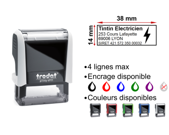 Image Tampon Electricien 4 lignes/logo