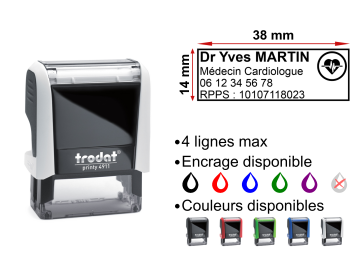 Image Tampon Cardiologue 4 lignes/logo