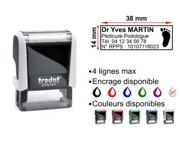 Image Tampon Pédicure-Podologue 4 lignes/logo