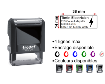Image Tampon Electricien 4 lignes/logo