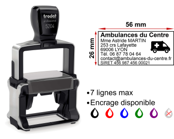 Image Tampon professionnel Ambulancier 7 lignes/logo