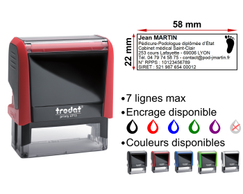 Image Tampon Pédicure-Podologue 7 lignes/logo