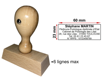 Image Tampon Bois éco Pédicure-Podologue 6 lignes