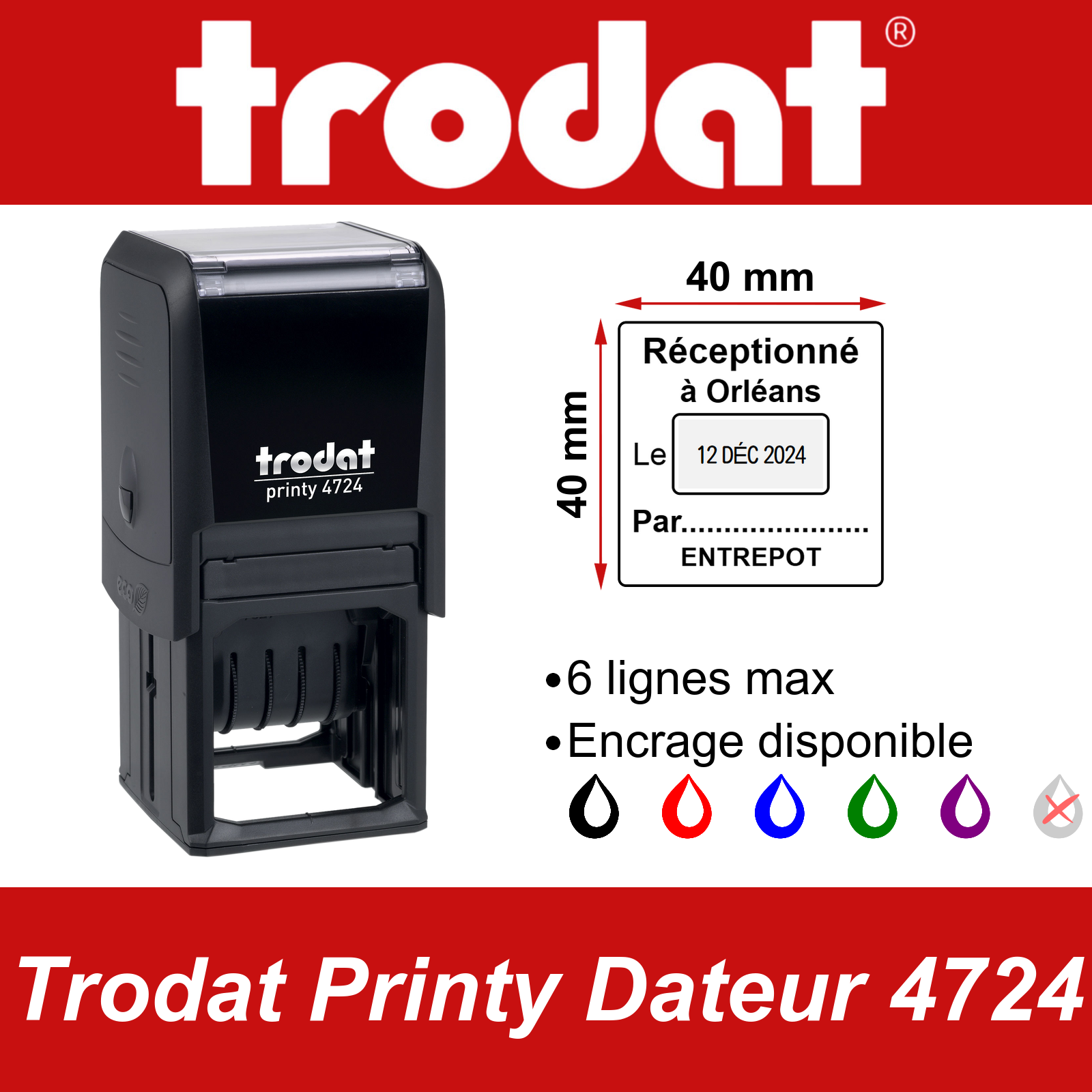 Trodat Printy Dateur 4724 | Tampon Personnalisé