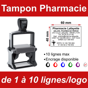 Tampon professionnel Pharmacie 10 lignes/logo