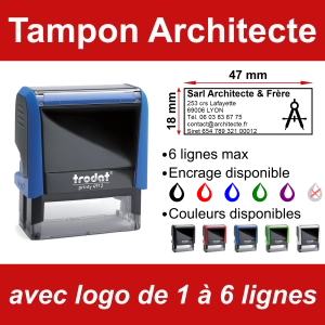 Tampon Architecte 6 lignes/logo