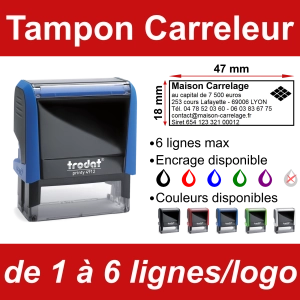 Tampon Carreleur 6 lignes/logo