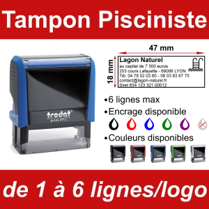 Tampon Pisciniste 6 lignes/logo