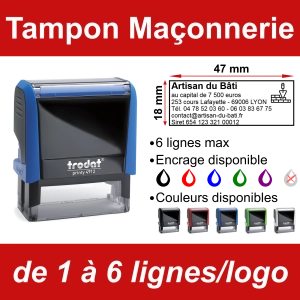 Tampon Maçonnerie 6 lignes/logo
