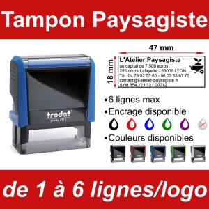 Tampon Paysagiste 6 lignes/logo
