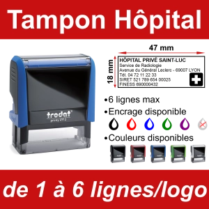 Tampon Hôpital 6 lignes/logo