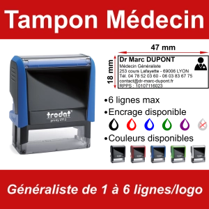 Tampon Médecin Généraliste 6 lignes/logo