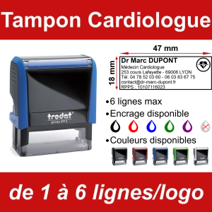 Tampon Cardiologue 6 lignes/logo