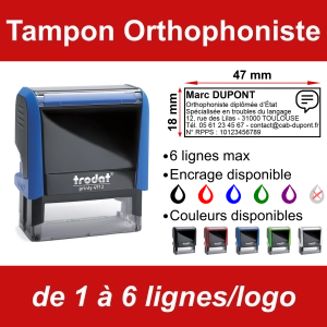 Tampon Orthophoniste 6 lignes/logo
