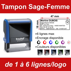 Tampon Sage-femme 6 lignes/logo