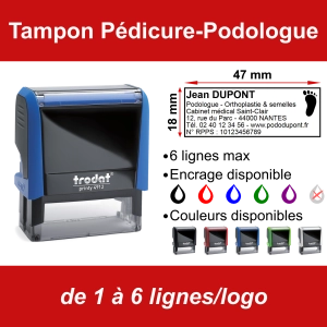 Tampon Pédicure-Podologue 6 lignes/logo