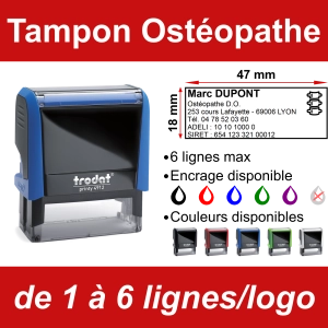 Tampon Ostéopathe 6 lignes/logo