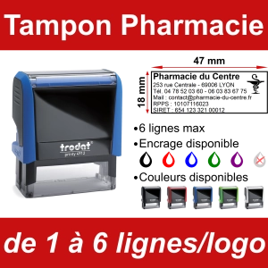 Tampon Pharmacie 6 lignes/logo