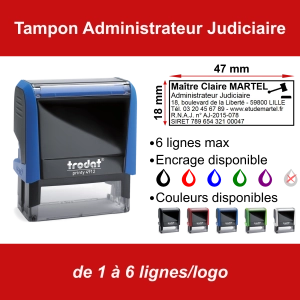 Tampon Administrateur Judiciaire 6 lignes/logo