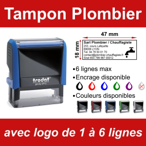 Tampon Plombier/Chauffagiste 6 lignes/logo