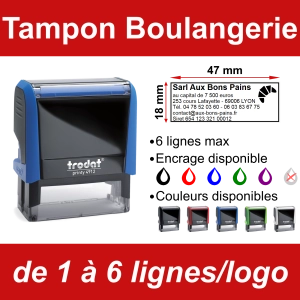 Tampon Boulangerie 6 lignes/logo