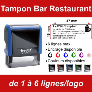 Tampon Bar Restaurant 6 lignes/logo