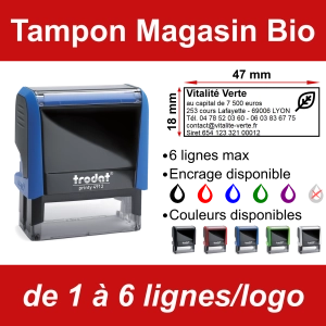 Tampon Magasin Bio 6 lignes/logo