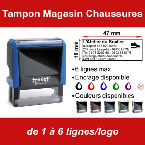 Tampon Magasin Chaussures 6 lignes/logo