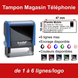 Tampon Magasin Téléphonie 6 lignes/logo