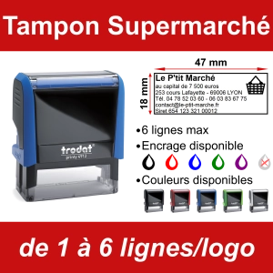 Tampon Supermarché 6 lignes/logo