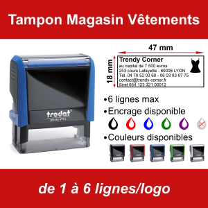Tampon Magasin Vêtements 6 lignes/logo