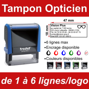 Tampon Opticien 6 lignes/logo