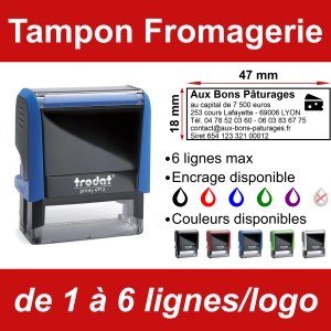 Tampon Fromagerie 6 lignes/logo