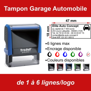 Tampon Garage Automobile 6 lignes/logo