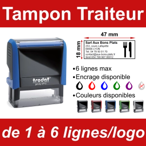Tampon Traiteur 6 lignes/logo