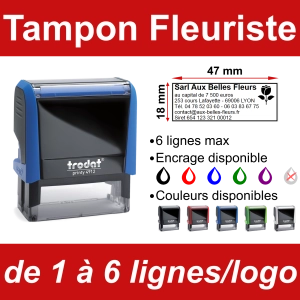 Tampon Fleuriste 6 lignes/logo