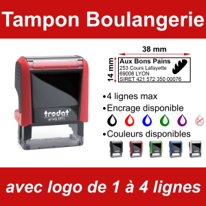 Tampon Boulangerie 4 lignes/logo