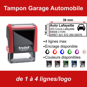 Tampon Garage Automobile 4 lignes/logo
