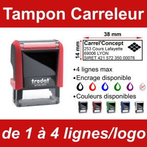Tampon Carreleur 4 lignes/logo