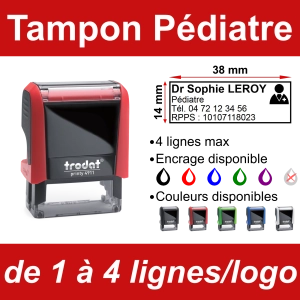 Tampon Pédiatre 4 lignes/logo