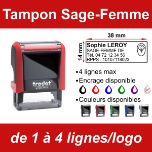 Tampon Sage-Femme 4 lignes/logo