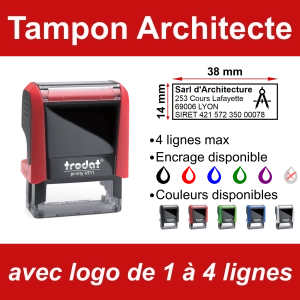 Tampon Architecte 4 lignes/logo