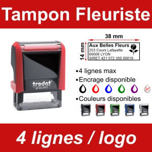 Tampon Fleuriste 4 lignes/logo