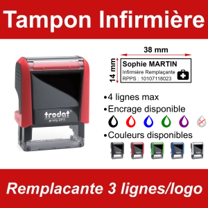 Tampon Infirmière Remplacante 3 lignes/logo