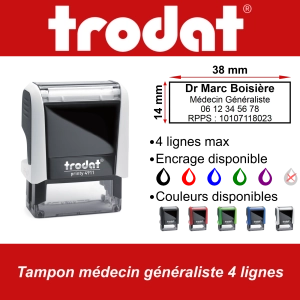 Tampon médecin généraliste 4 lignes