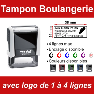 Tampon Boulangerie 4 lignes/logo