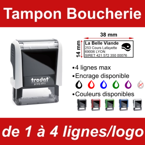 Tampon Boucherie 4 lignes/logo