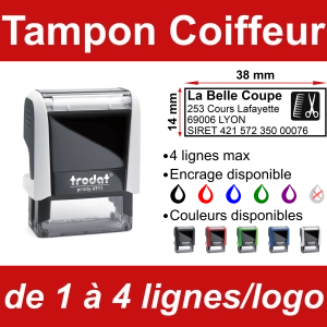 Tampon Coiffeur 4 lignes/logo